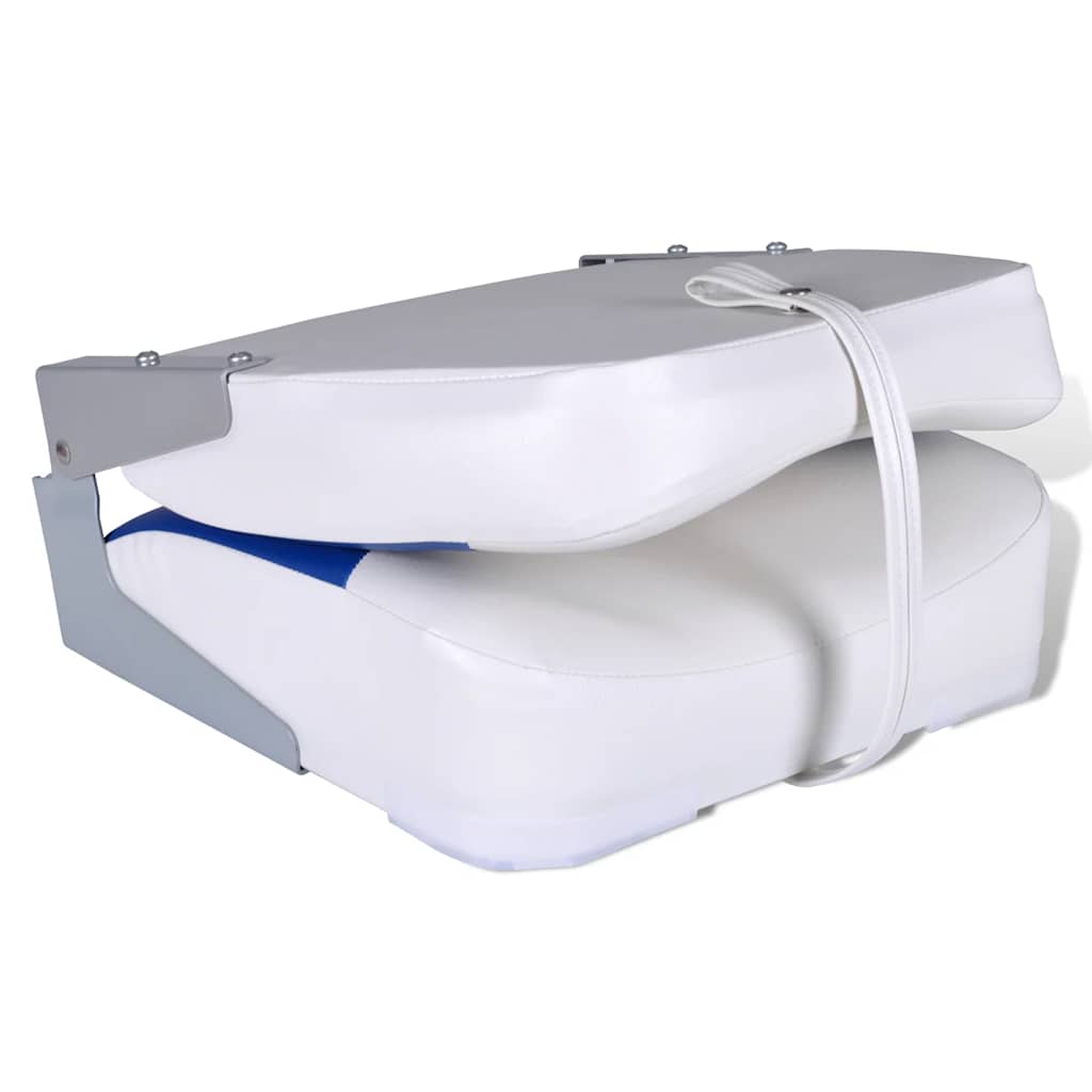 Sedia da barca Vidaxl con cuscino blu e bianco pieghevole 41x36x48 cm