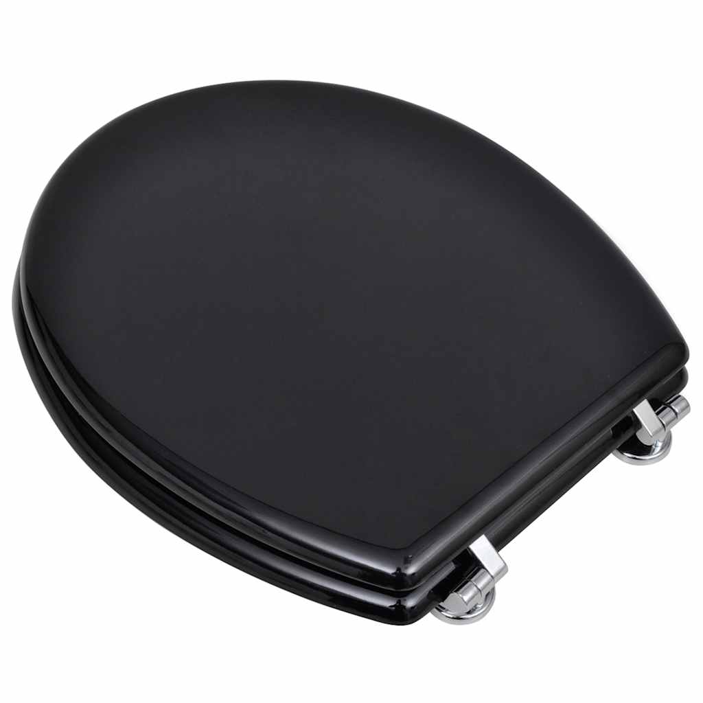 Vidaxl asiento de inodoro diseño simple mdf negro