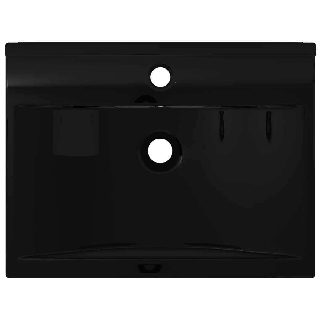Vidaxl Washbasin con agujero de grifo rectangular 60x46 cm de cerámica negra