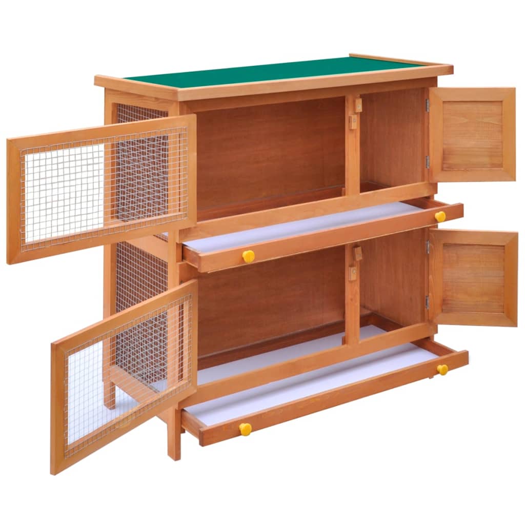 Vidaxl Rabbit Hutch para afuera con 4 puertas de madera