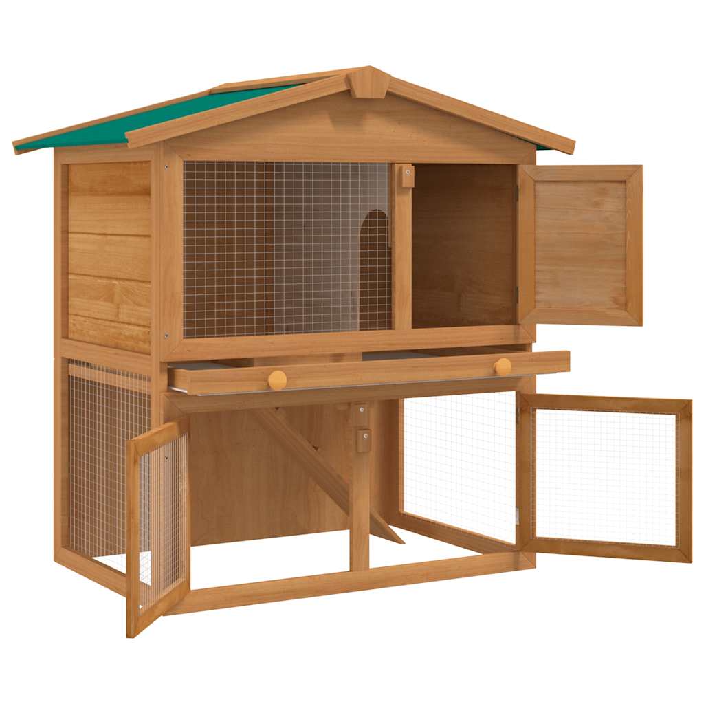 Vidaxl Rabbit Loft para afuera con 3 puertas de madera