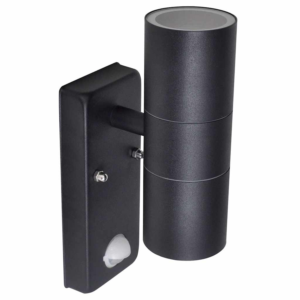 Lampada a parete Vidaxl con sensore LED cilindrico in acciaio inossidabile nero