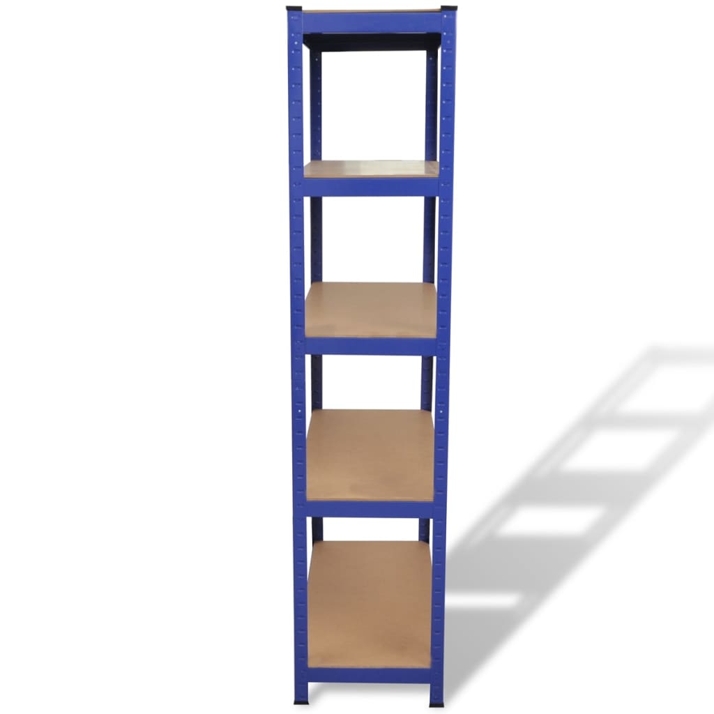 Vidaxl Storage Rack Acero de 5 capas y azul procesado de madera