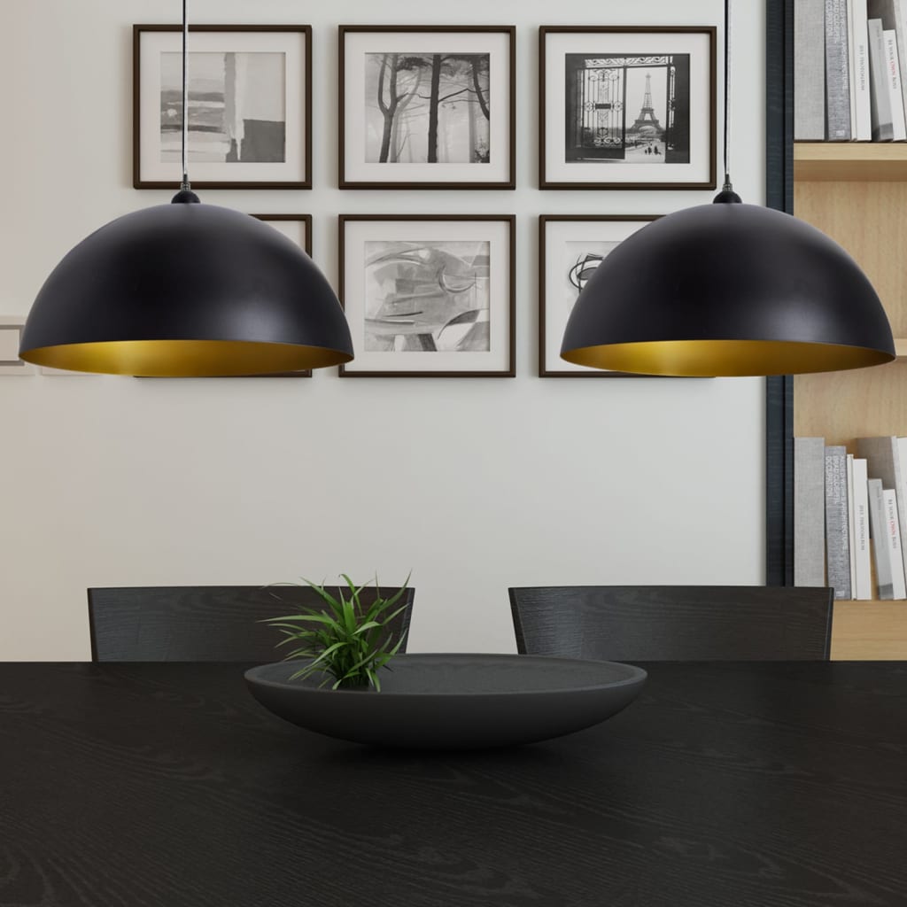Vidaxl Lampade a soffitto 2 m in altezza regolabile semircolo nero