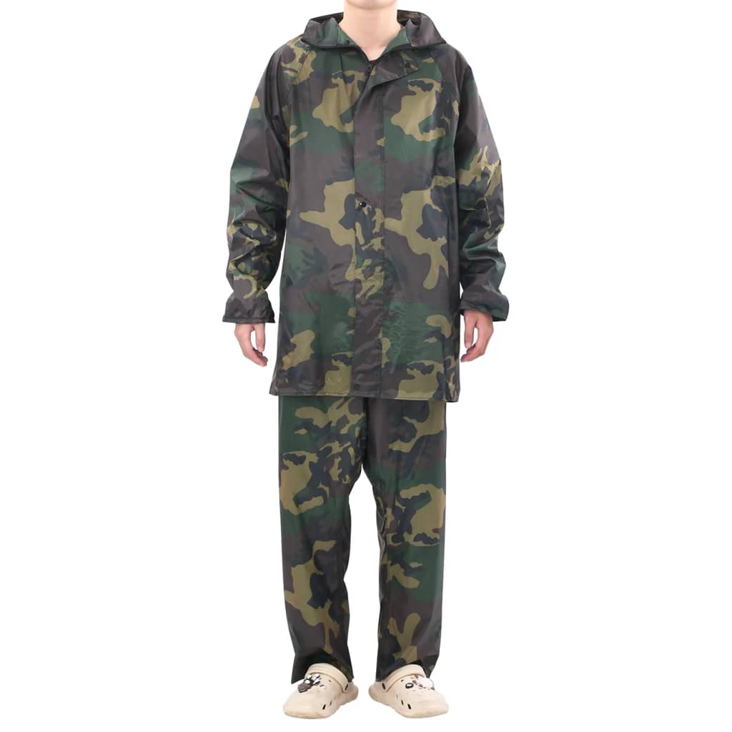 Vidaxl regenpak 2-delig met capuchon (heren camouflage maat xxl)