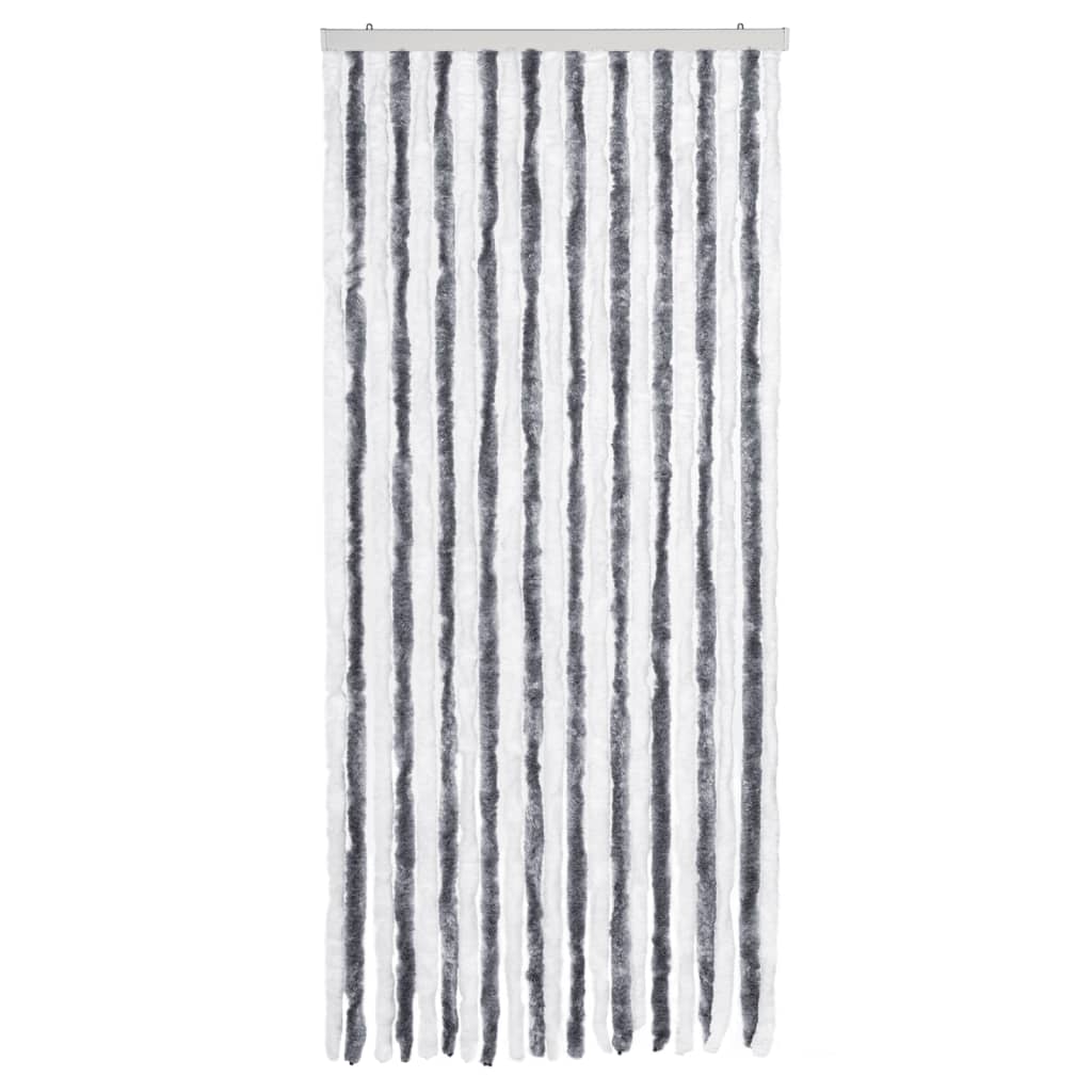 Vidaxl Fly Curtain 90x220 cm Chenille grigio e bianco