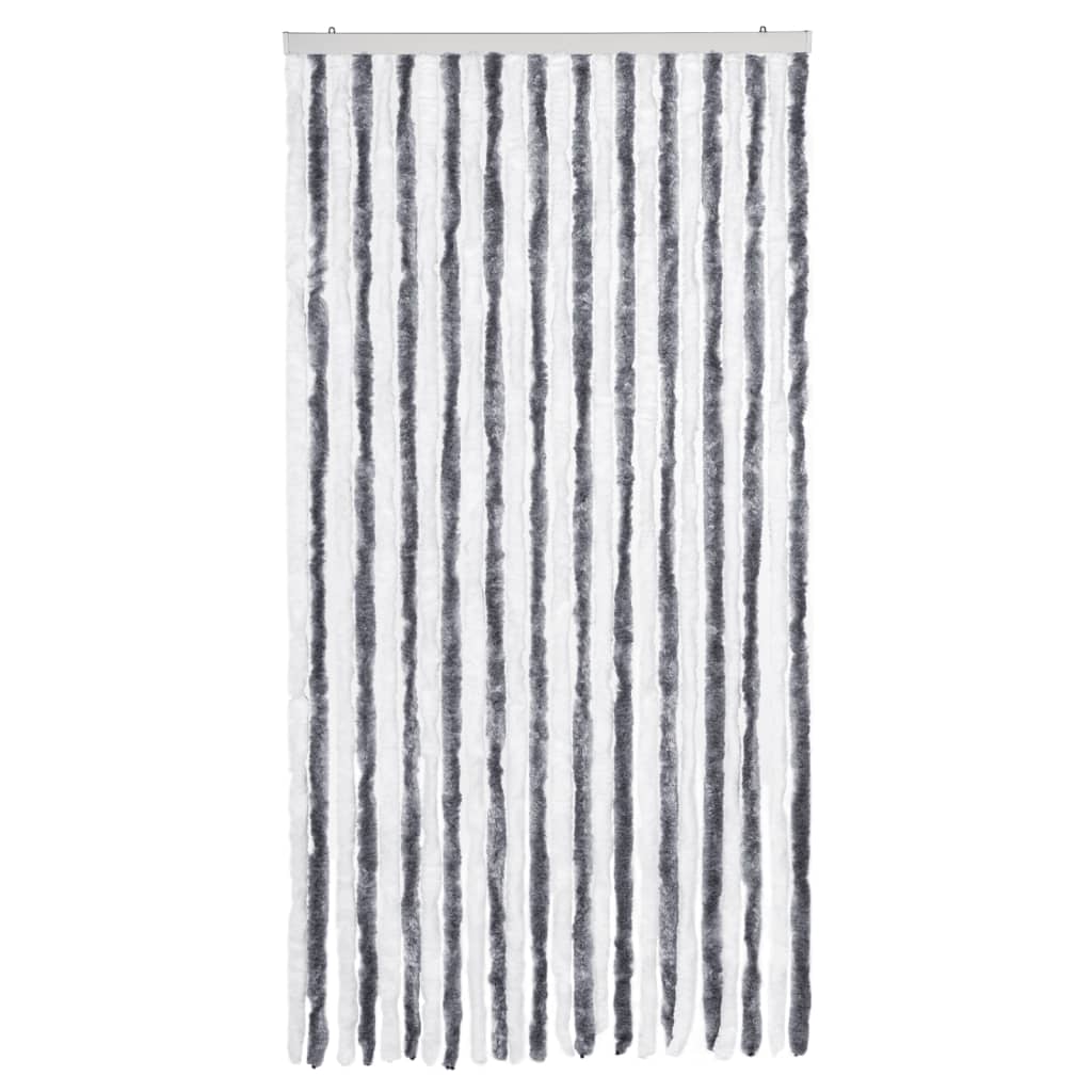Vidaxl Fly Curtain 100x220 cm Chenille grigio e bianco