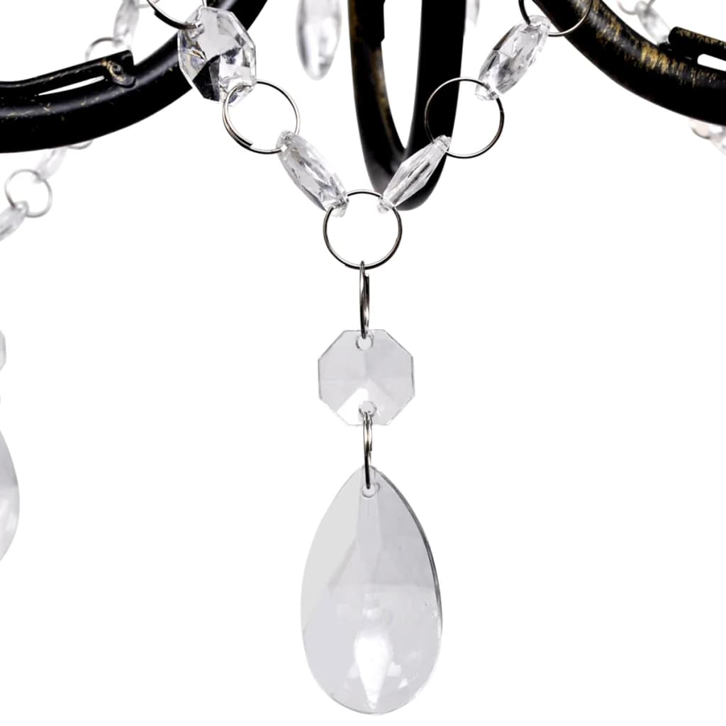 Vidaxl Chandelier Art Nouveau Metal Crystal Perle 3 lampadine nere