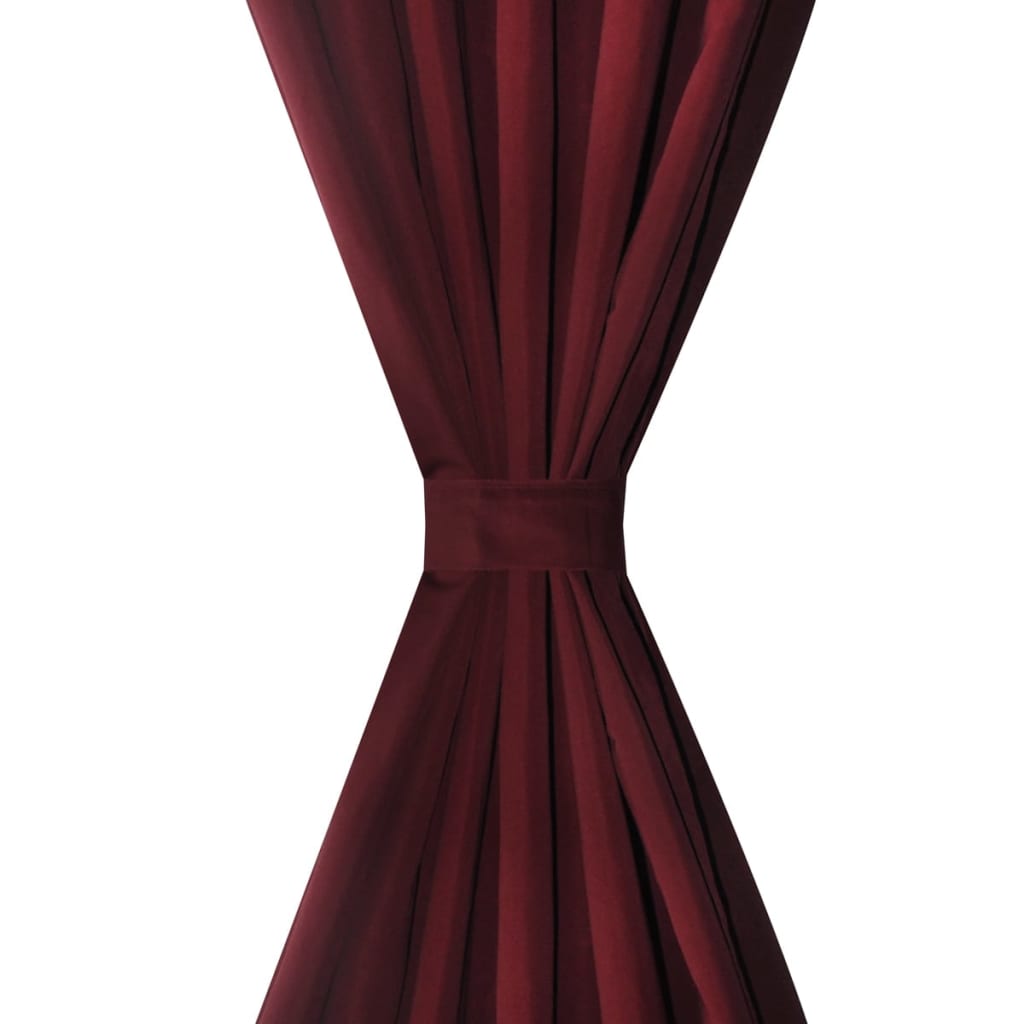 Cortinas de micro-satina Vidaxl con anillos 140 x 245 cm 2 piezas (vino rojo)