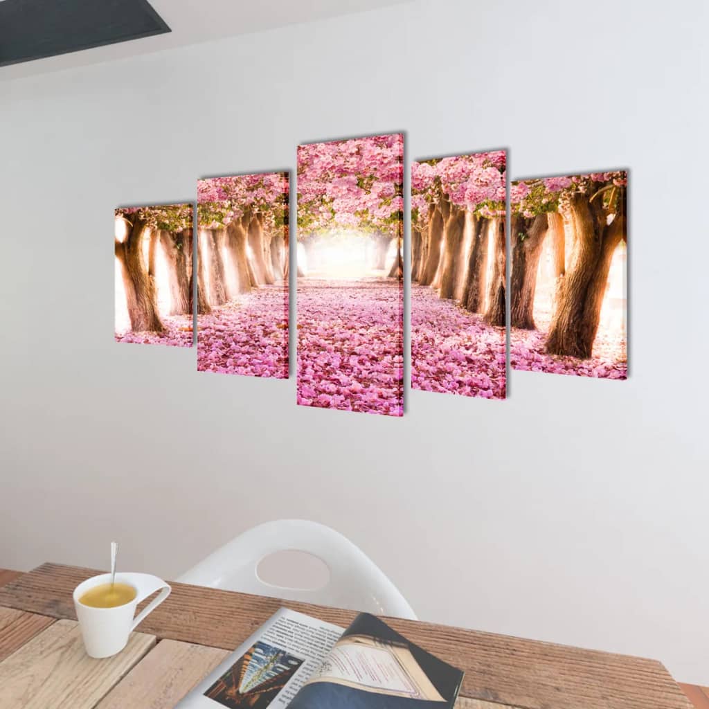 Vidaxl tela di stampa a pressione murale di fiore di ciliegia 100 x 50 cm
