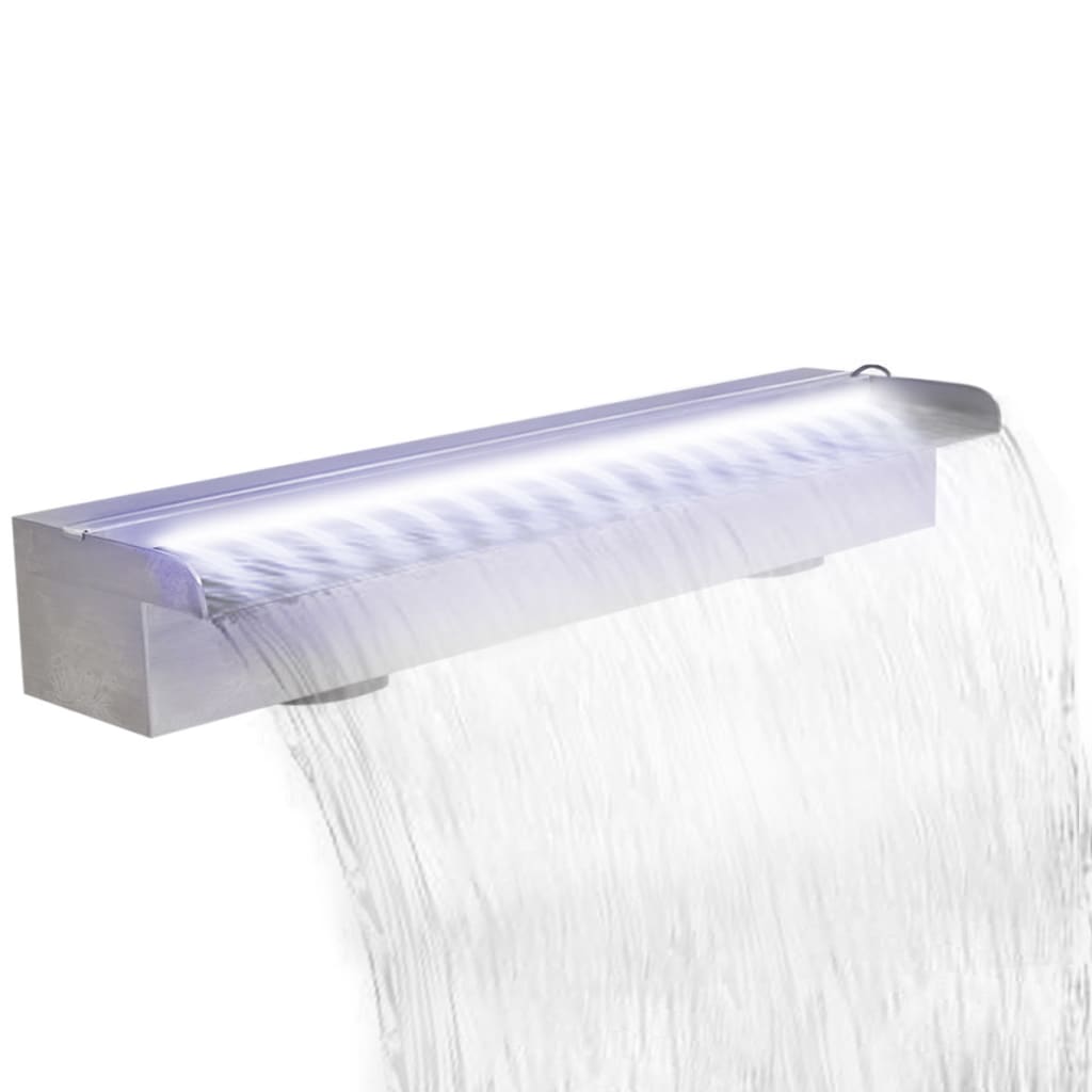 Cascada de la piscina de Vidaxl con LED rectangular de 60 cm de acero inoxidable