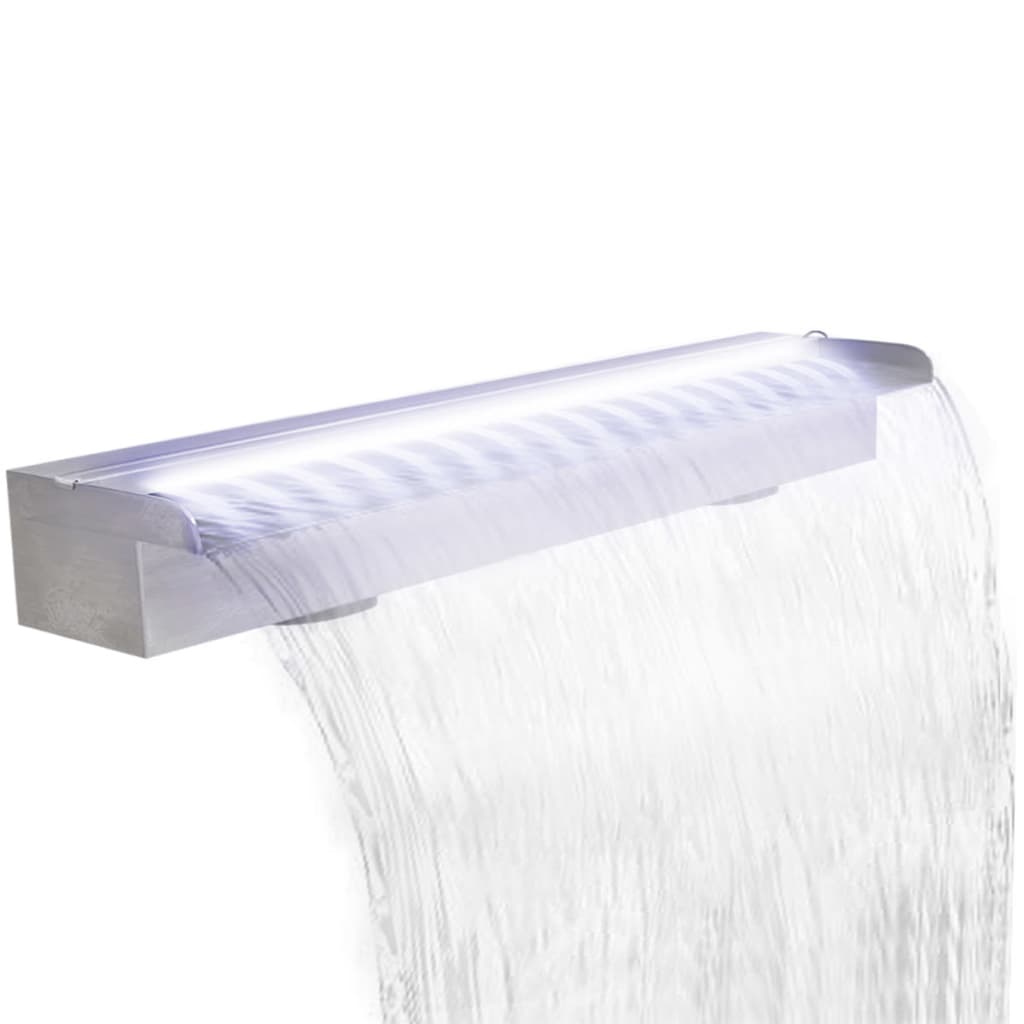 Cascada de la piscina Vidaxl con LED rectangular 90 cm de acero inoxidable