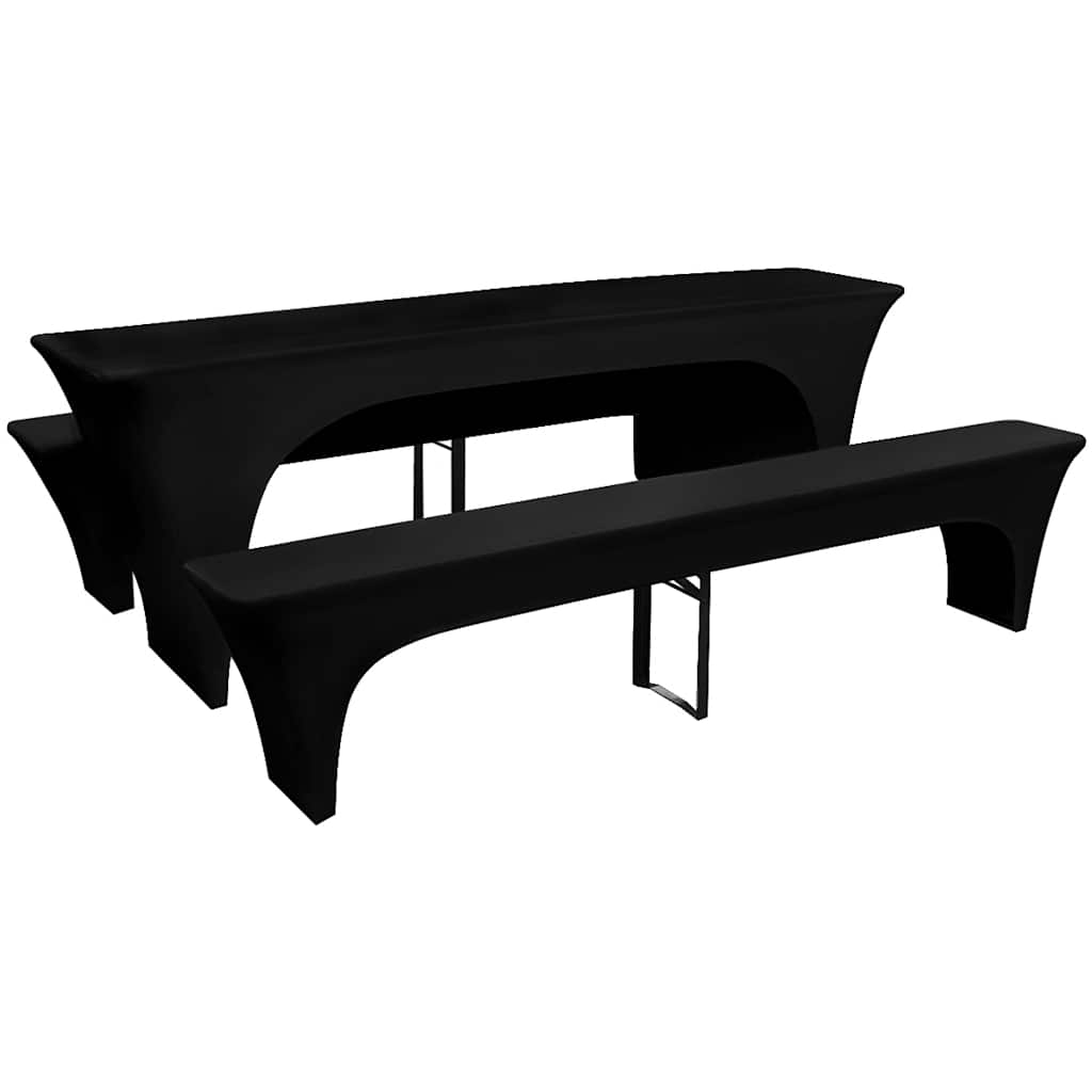 Vidaxl Cubierta para mesa y bancos de cerveza 225x50x80 cm STRING NEGRO 3 STS