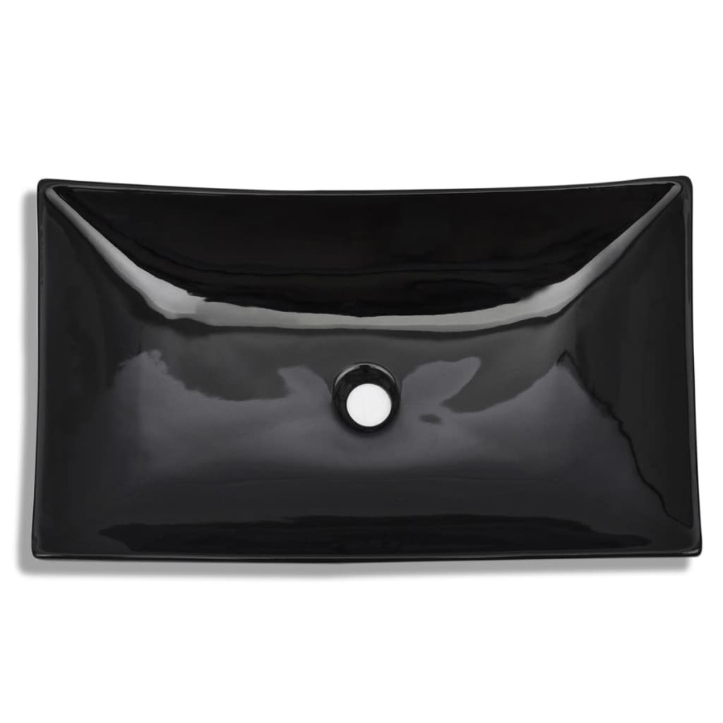 Vidaxl Washbasin, cerámica, rectangular, negro