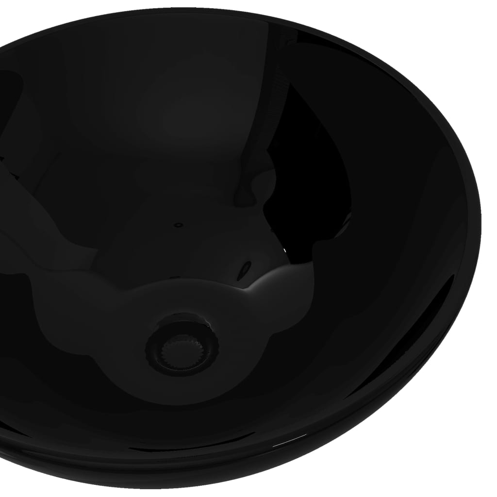 Vidaxl Washbasin, ceramica, rotondo, nero 325 mm
