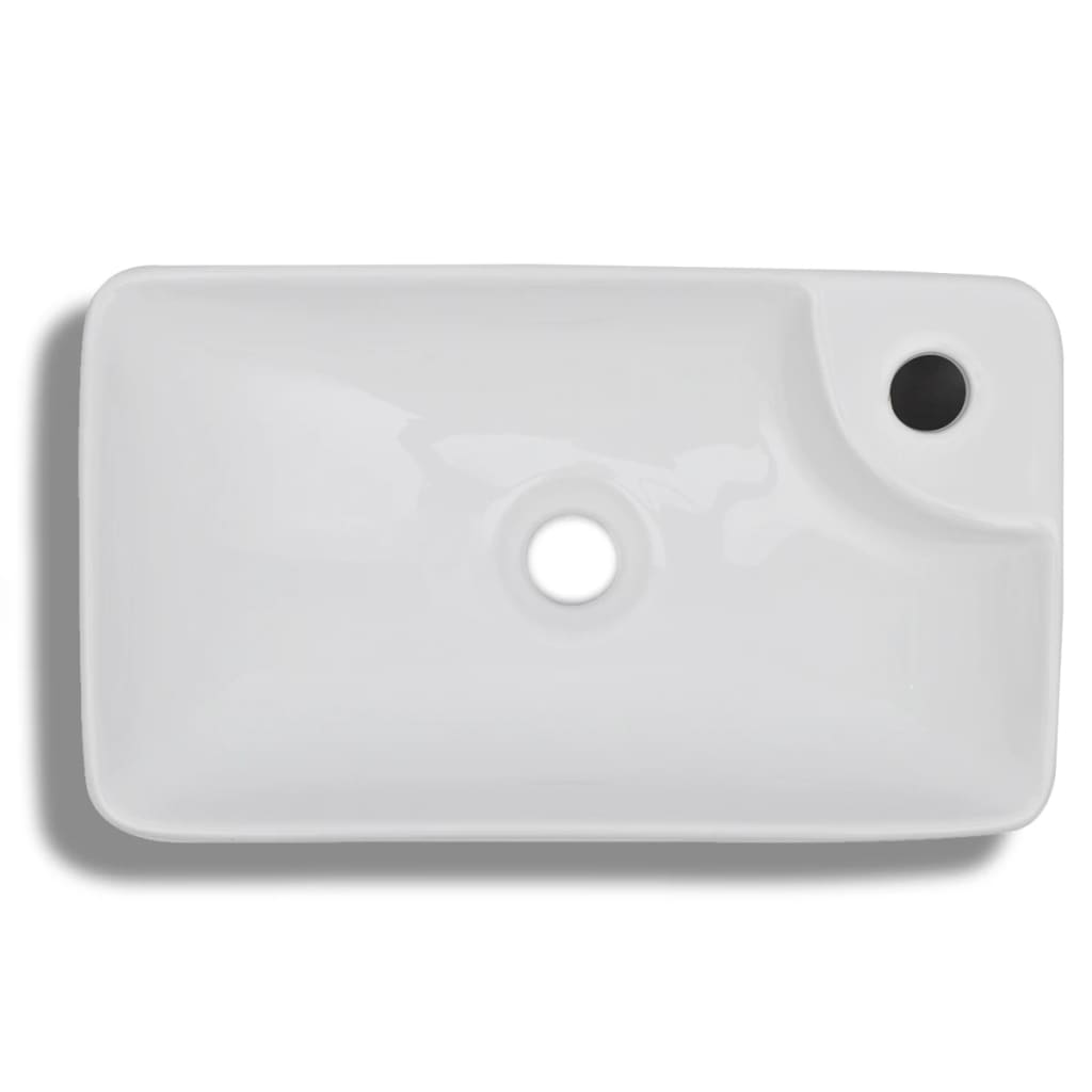 Vidaxl Lavello con foro del rubinetto, ceramica, bianco