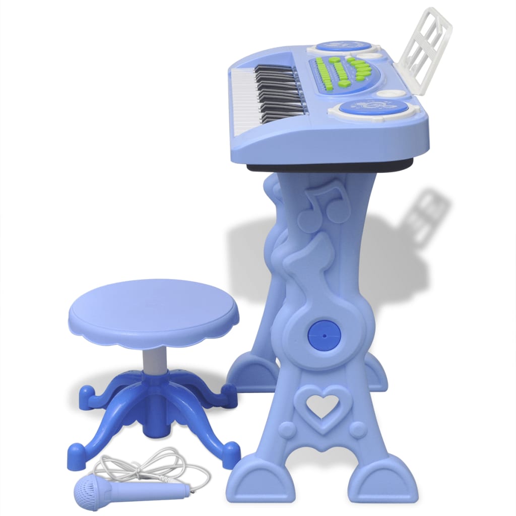 Tastiera giocattolo Vidaxl con microfono sgabello e 37 tasti blu