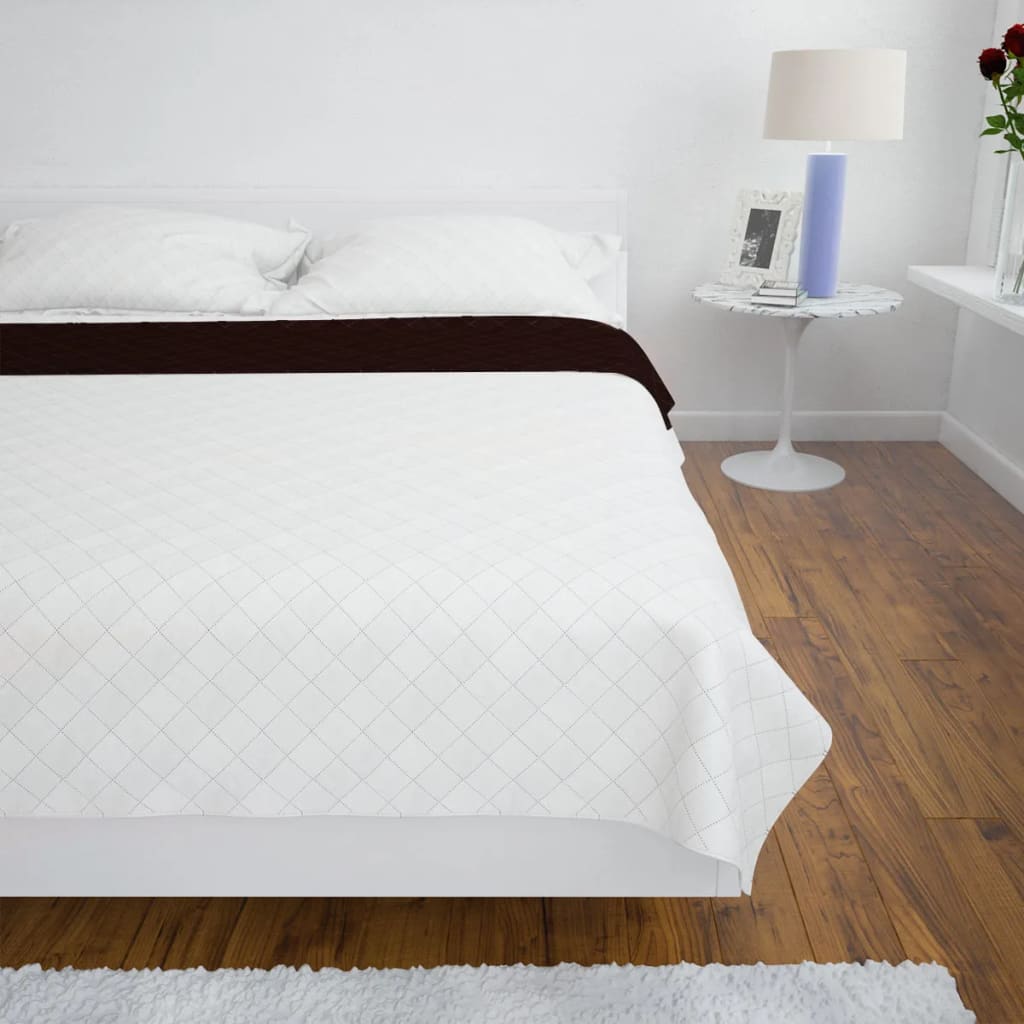 Vidaxl Bedspread Acolchado Doble -lado 230x260 cm beige marrón