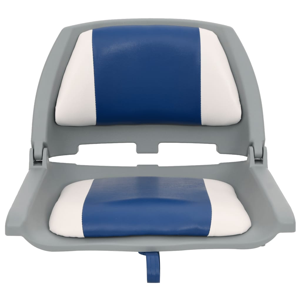 Vidaxl Set di sedile in barca a 2 pezzi con cuscini bianchi blu pieghevole