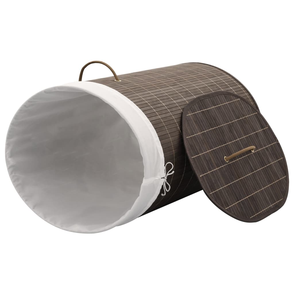 Vidaxl Lavandry Basket Oval Bamboo Brown scuro
