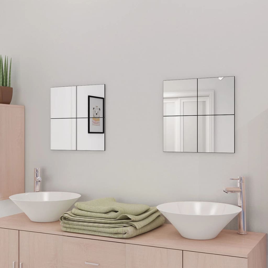Vidaxl Specchio piastrelle senza cornice 8 st 20,5 cm vetro