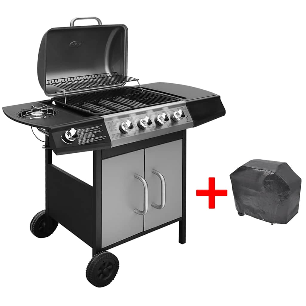 Vidaxl Gasbarbecue 4+1 zona di cottura nero e argento