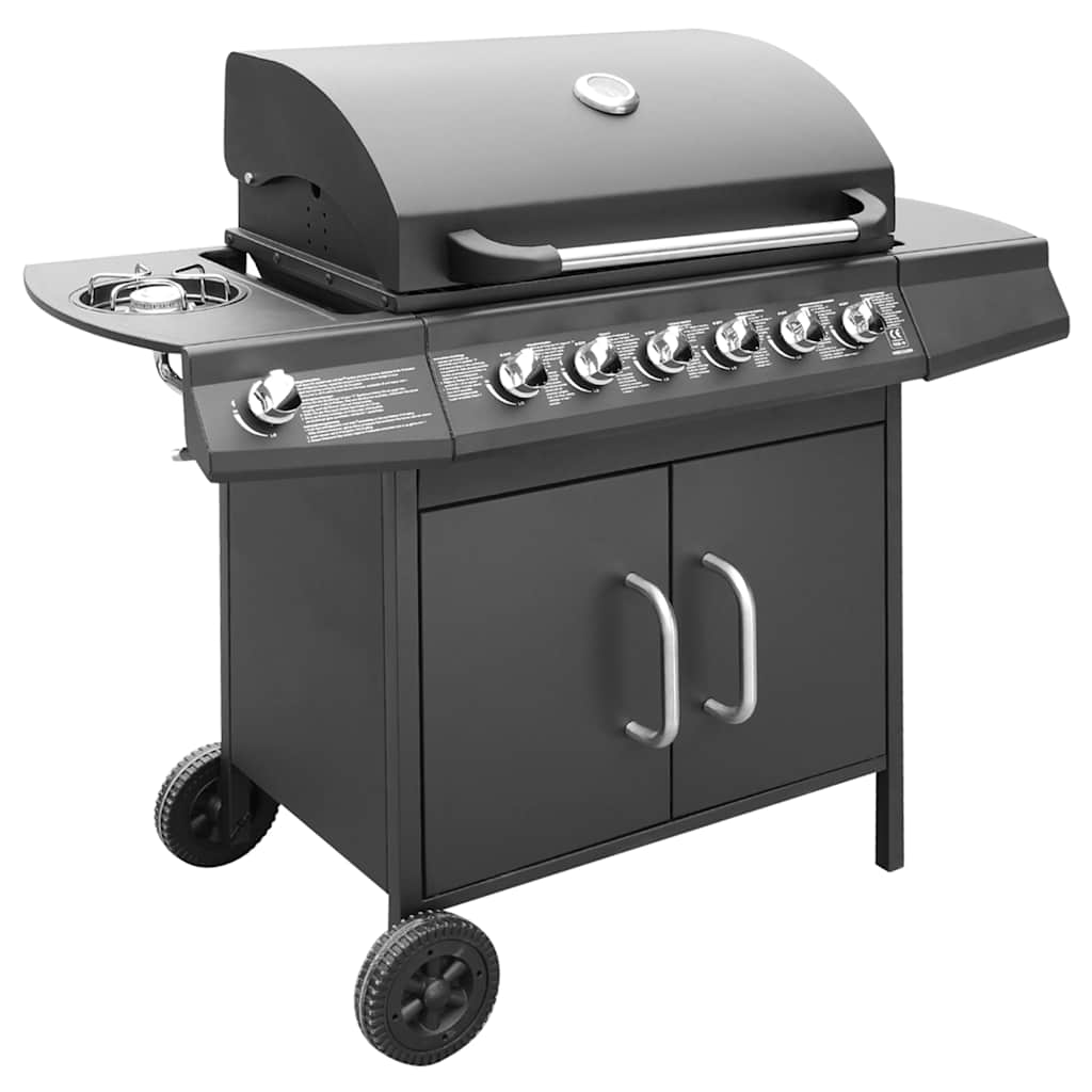 Barbecue a gas Vidaxxl 6+1 zone cottura nero
