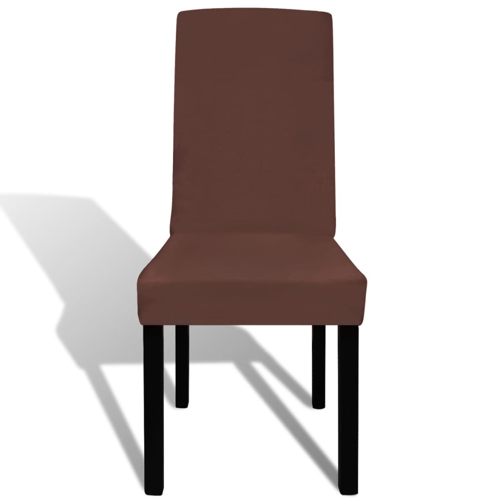 Vidaxl silla cubre 4 st estirado marrón recto
