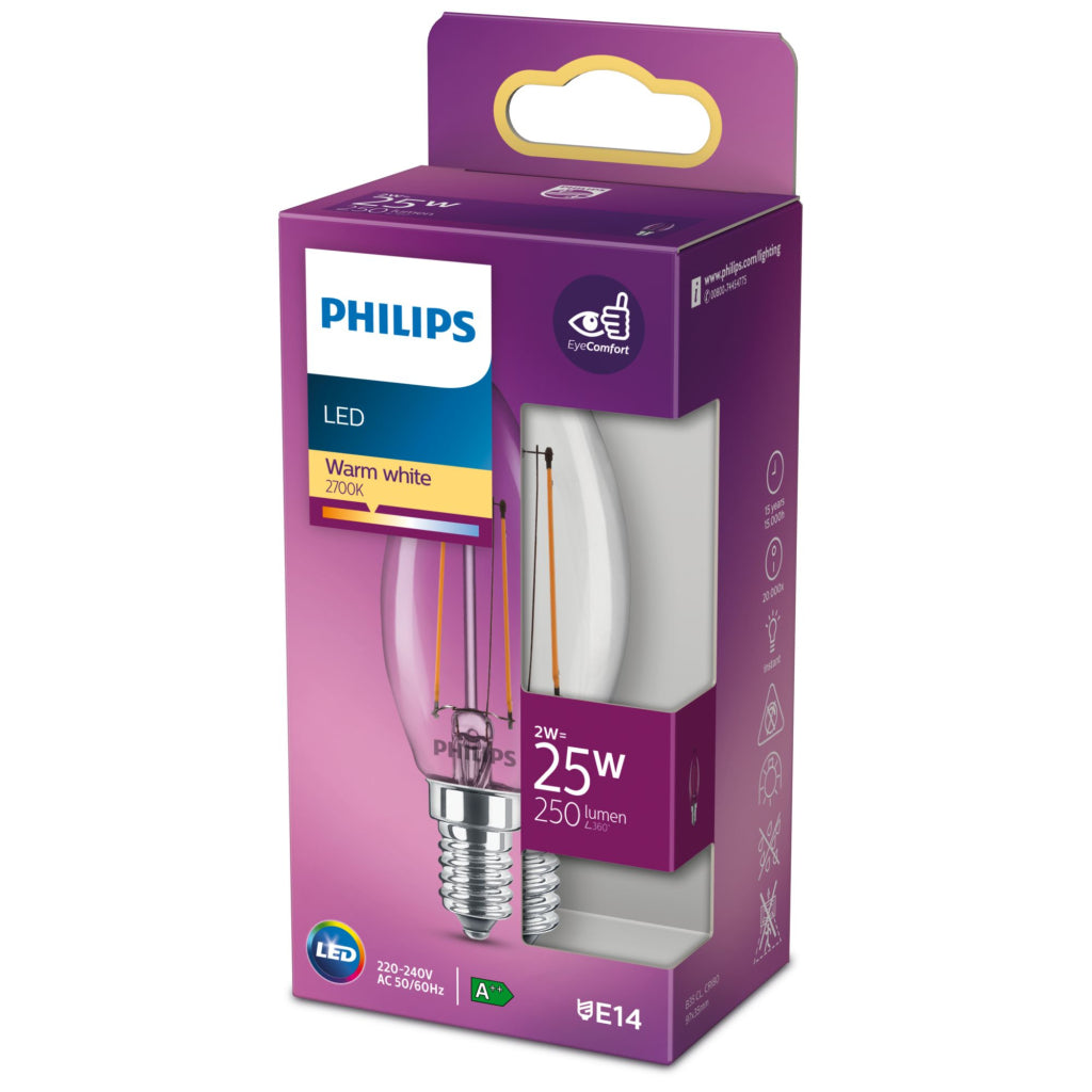 Philips LED Can Lamp lampada 25w B35 E14 White caldo