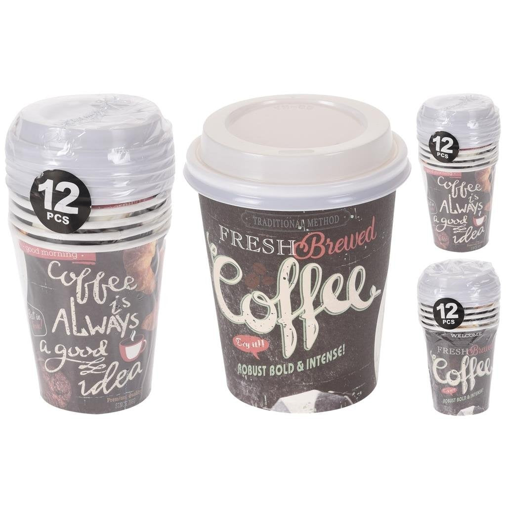 Copa de papel básica con tapa de plástico 6 piezas diferentes colores