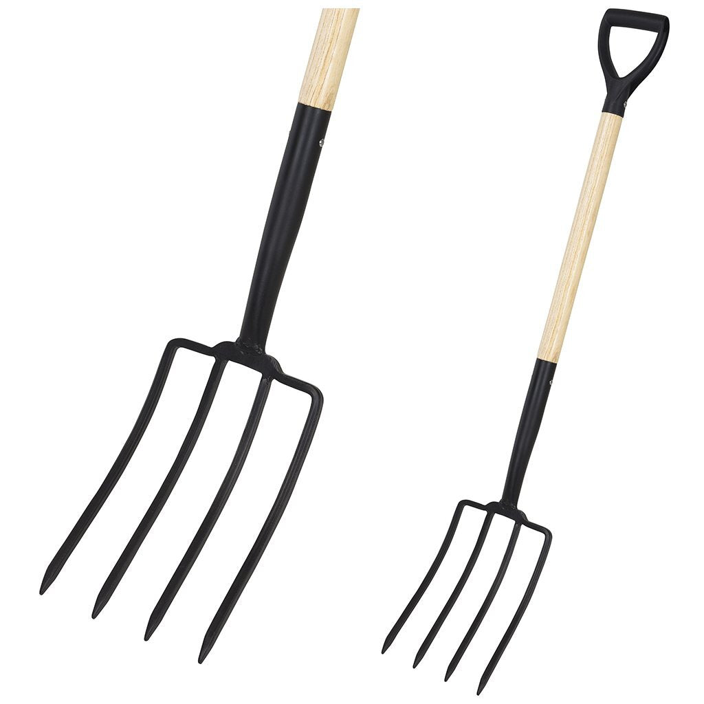Horca de jardín Pro con mango de madera 115 cm madera negra