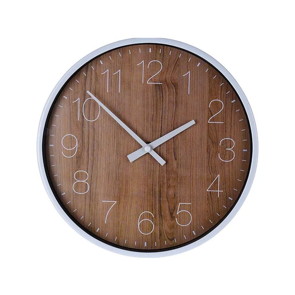 Otras marcas Reloj de pared analógico 25 cm motivo madera plateado