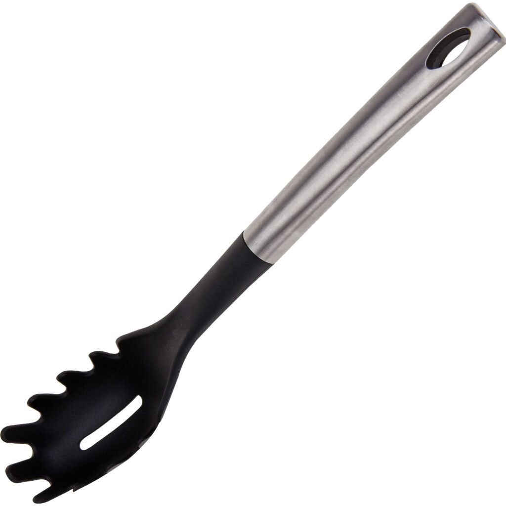 Excelente Housware Housware Spaghettilpoon 33 cm Nylon negro de acero inoxidable