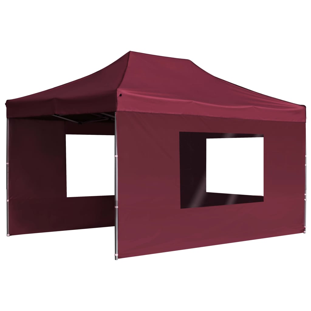 Vidaxl PartyTent plegable con paredes 4.5x3 m vino de aluminio rojo