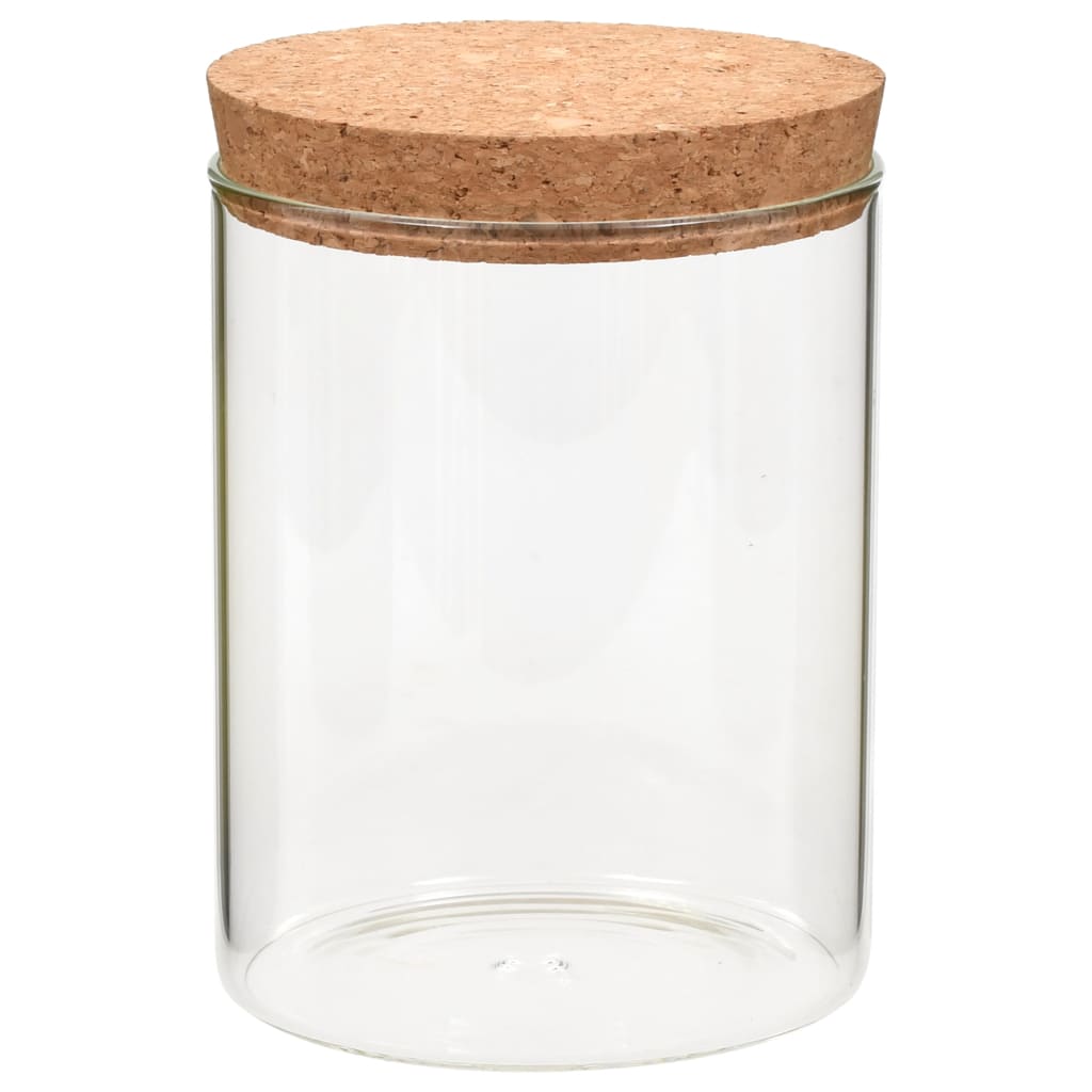 Ollas de almacenamiento de Vidaxl con tapa de corcho 6 ST 650 ml de vidrio