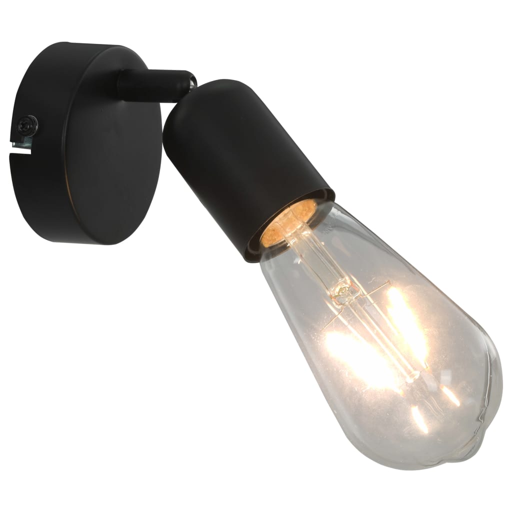 Vidaxl Spotlights 2 St con pere filamenti 2 w e27 nero