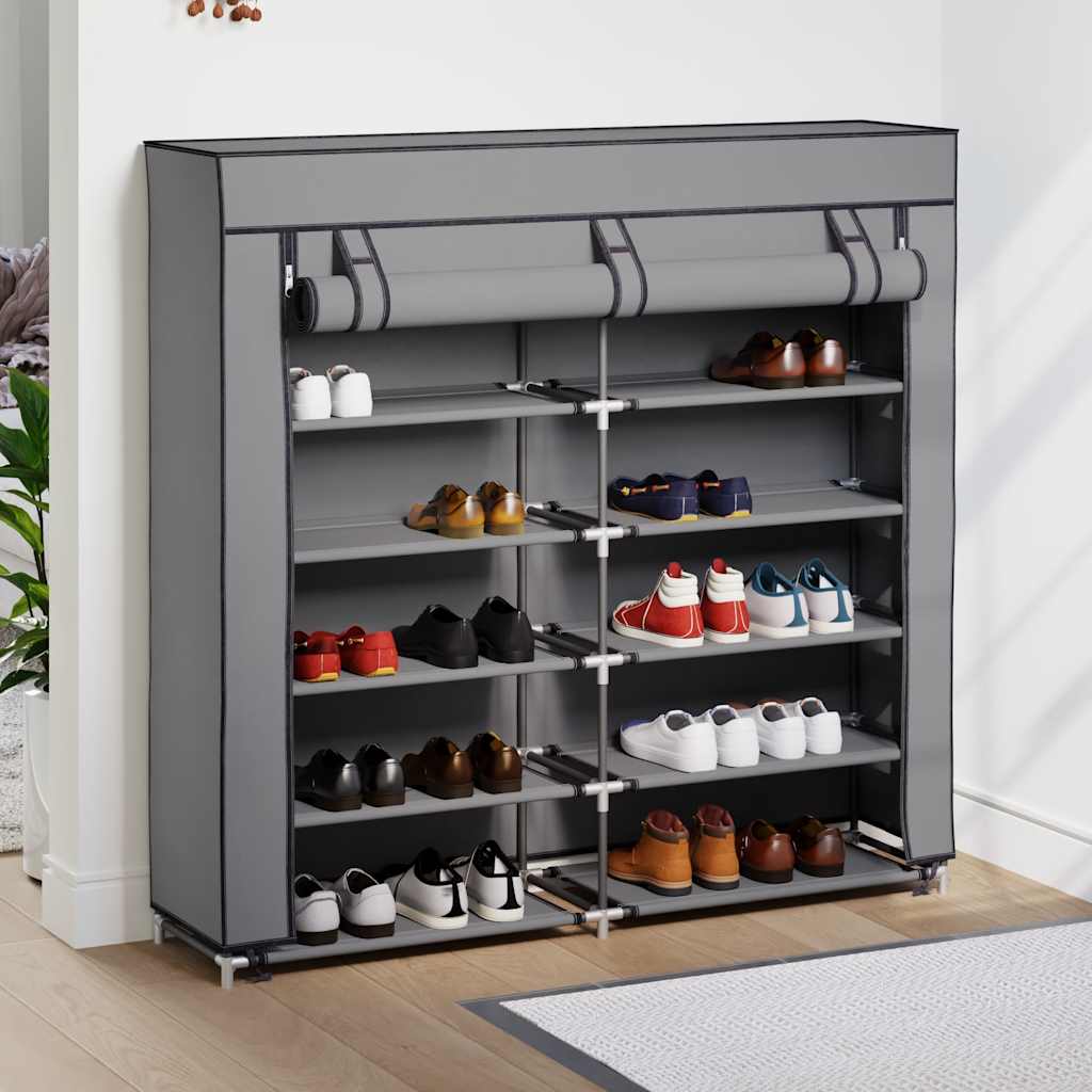 Gabinete de zapato Vidaxl con cubierta 115x28x110 cm de tela gris