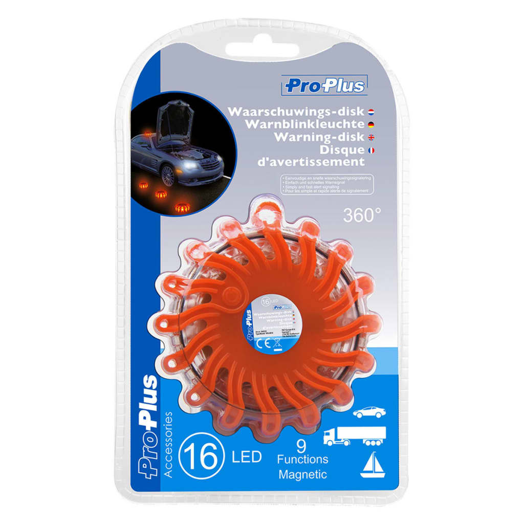 Discos de advertencia de Proplus con 16 LED 2 St Orange