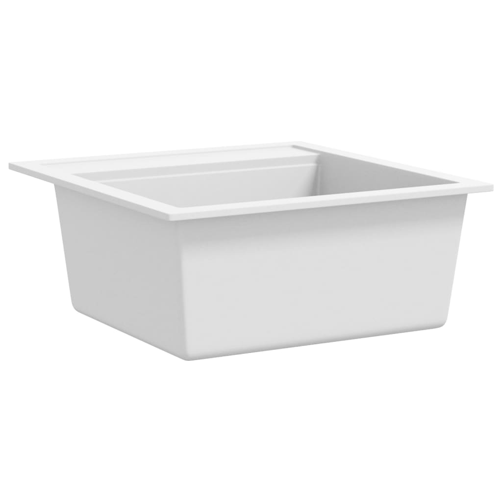 Vidaxl fregadero un solo tazón de granito blanco
