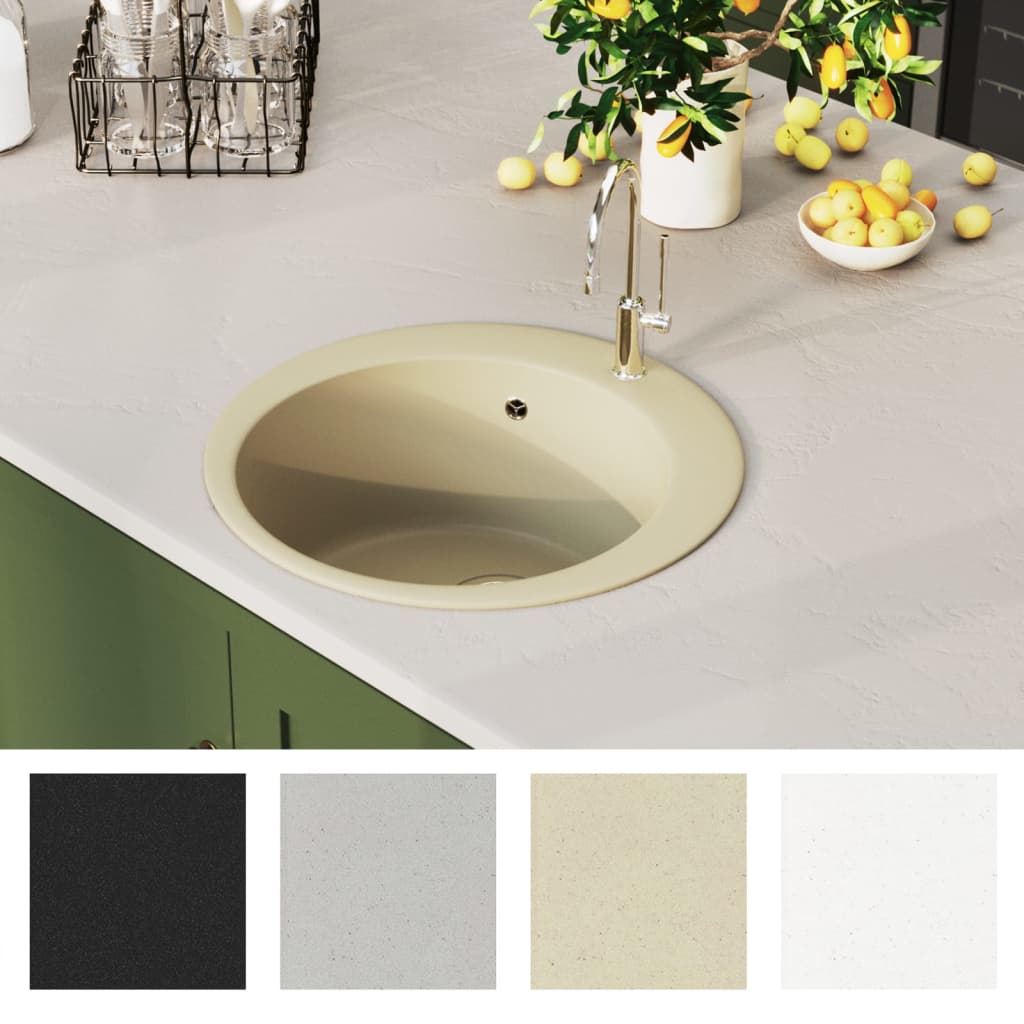 Vidaxl Sinking Single Conteiner attorno al beige di granito