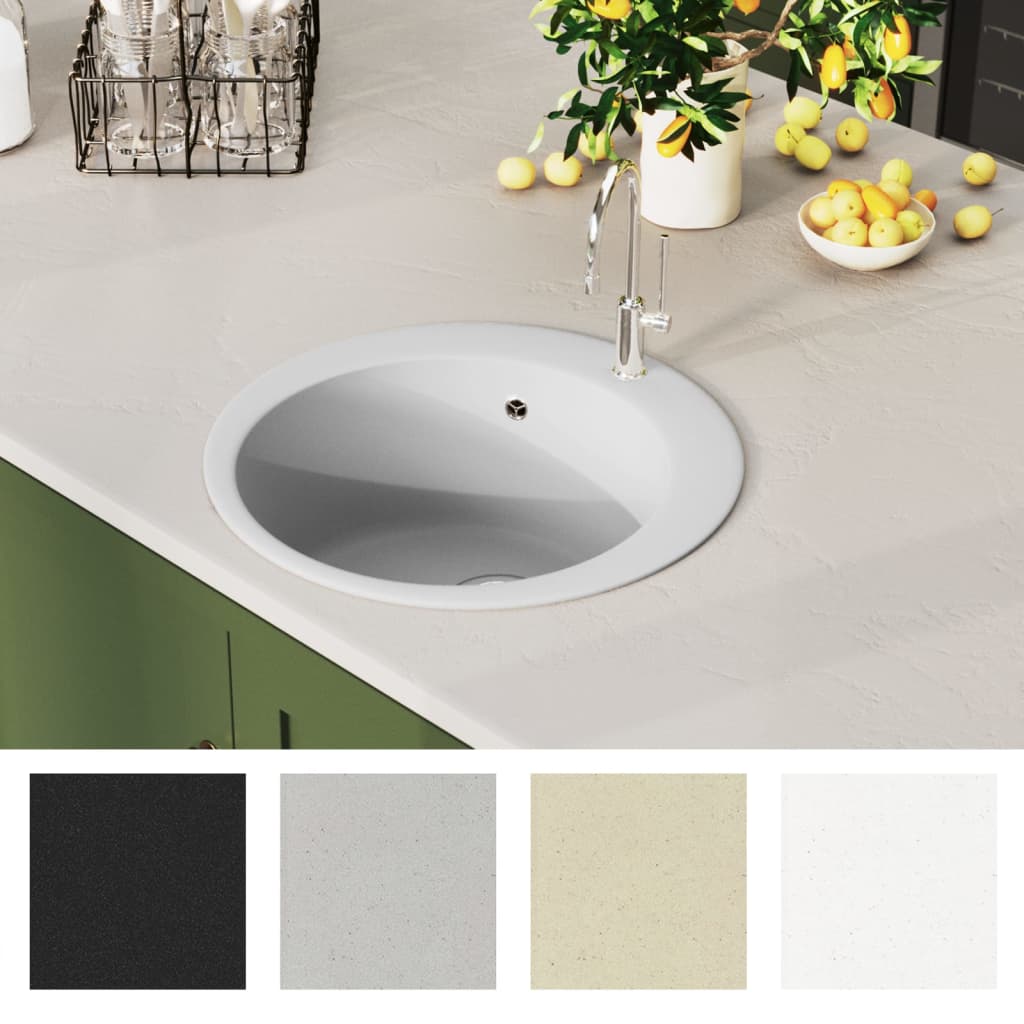 Vidaxl Sinking single contenitore attorno a granito bianco