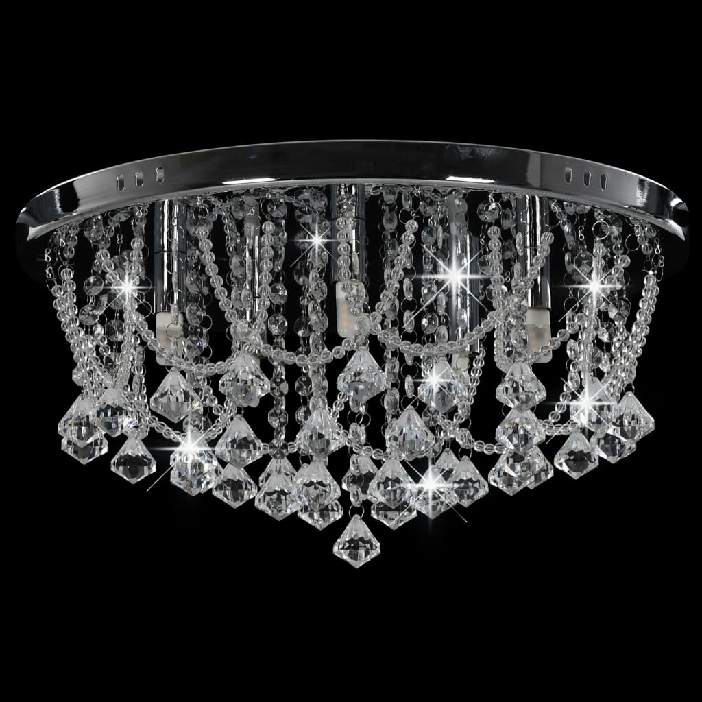 Lámpara de techo Vidaxl con perlas de cristal alrededor de 4xg9 de color plateado