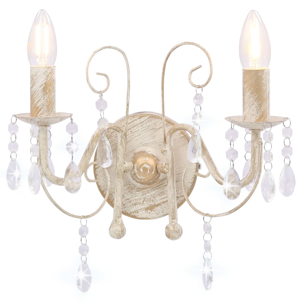 Lampada da parete Vidaxl con perline 2xe14 Antique White