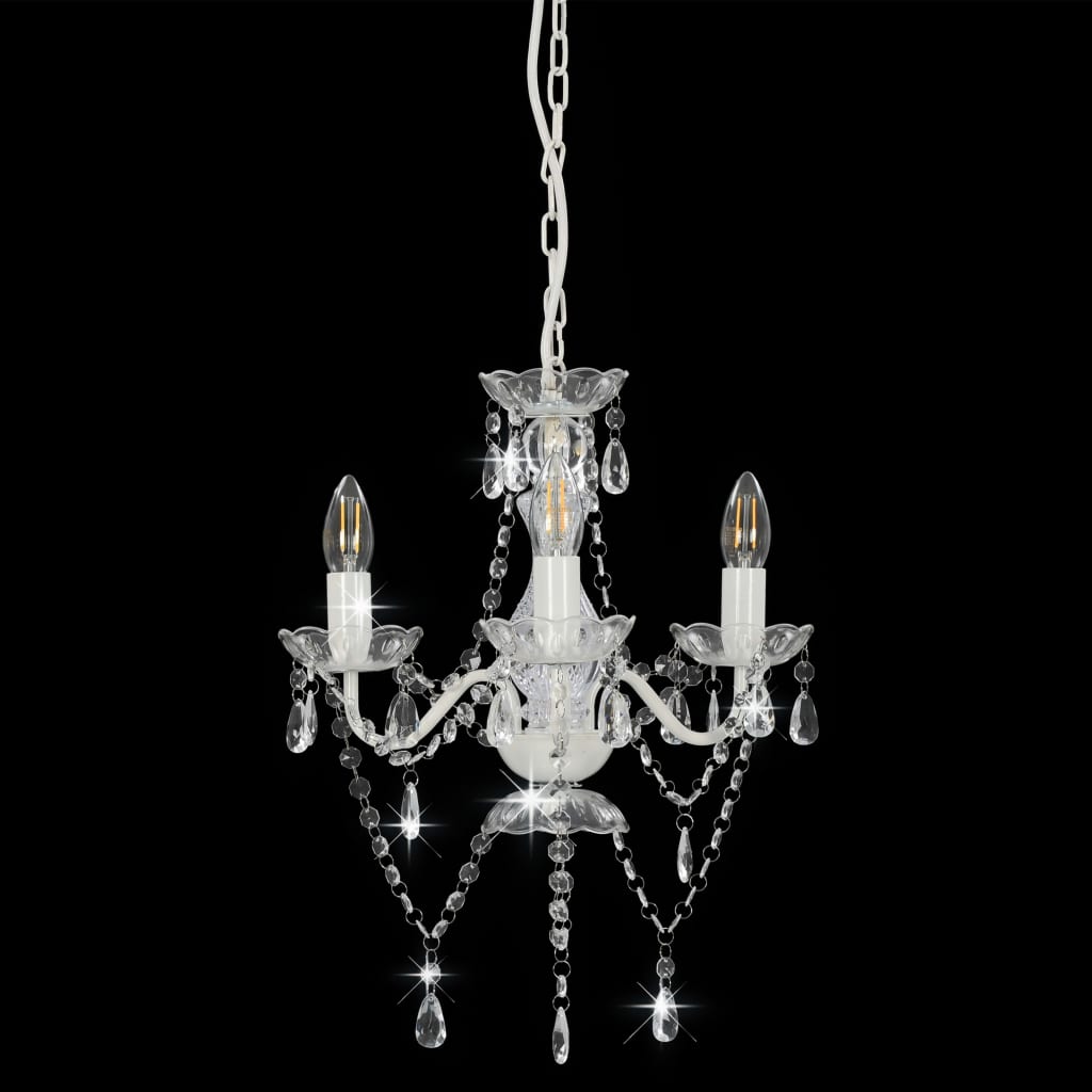 Candelier de Vidaxl con cuentas alrededor de 3xe14 White