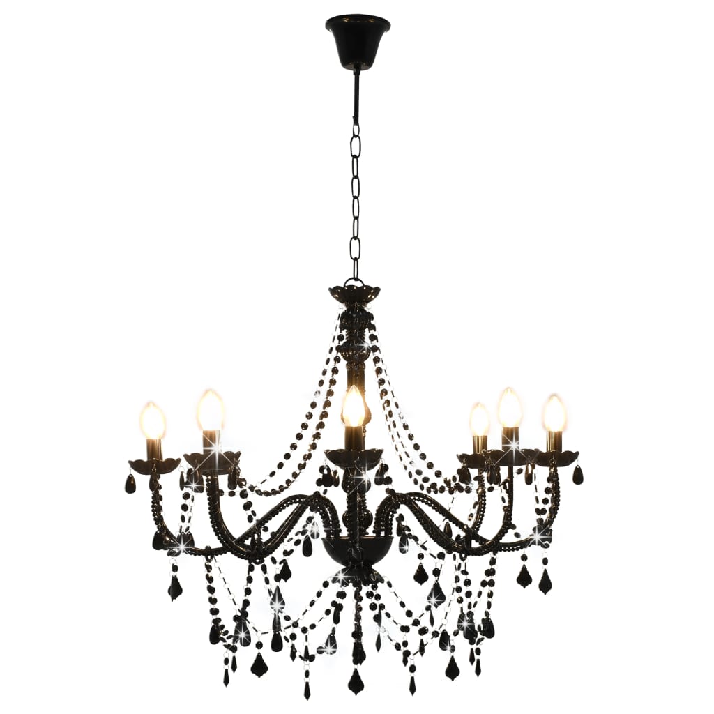 Vidaxl lampadario con perline 8xe14 nero
