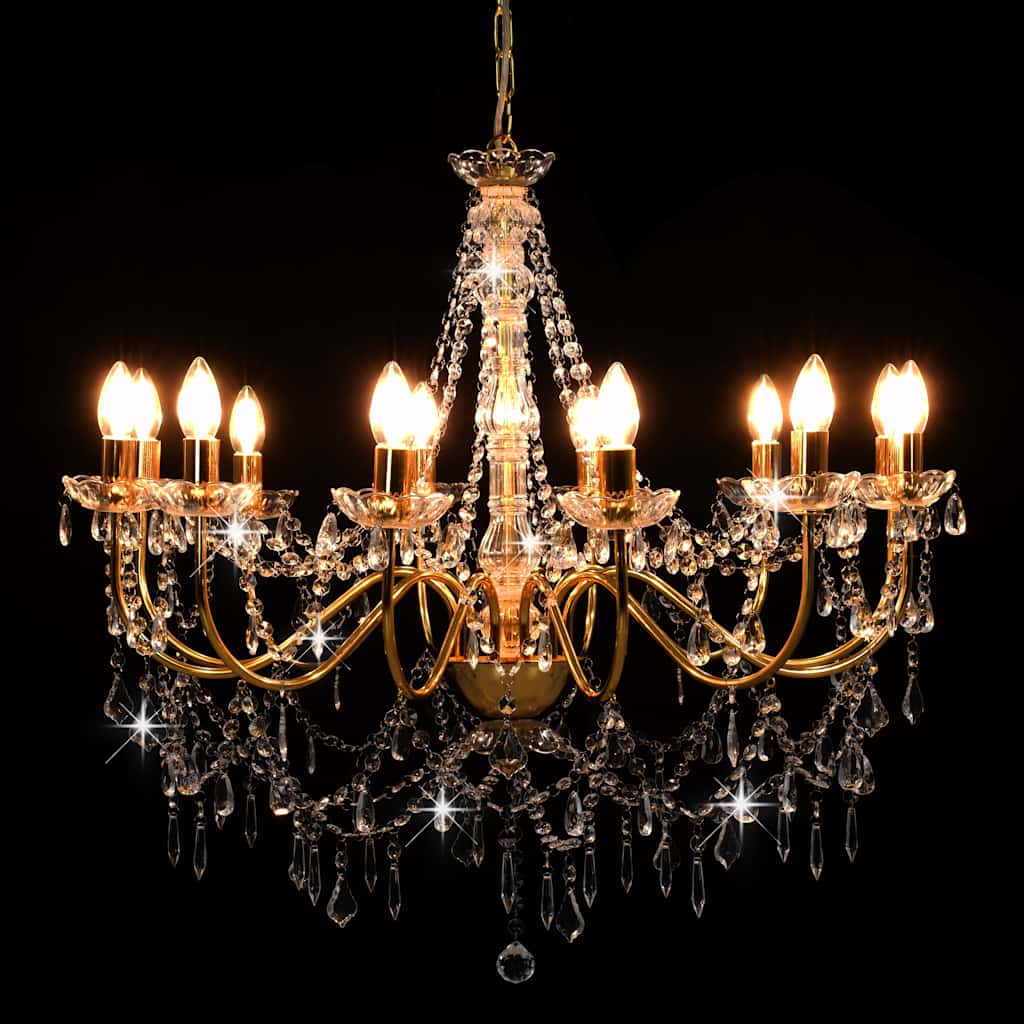 Vidaxl lampadario con perline 12xe14 color oro