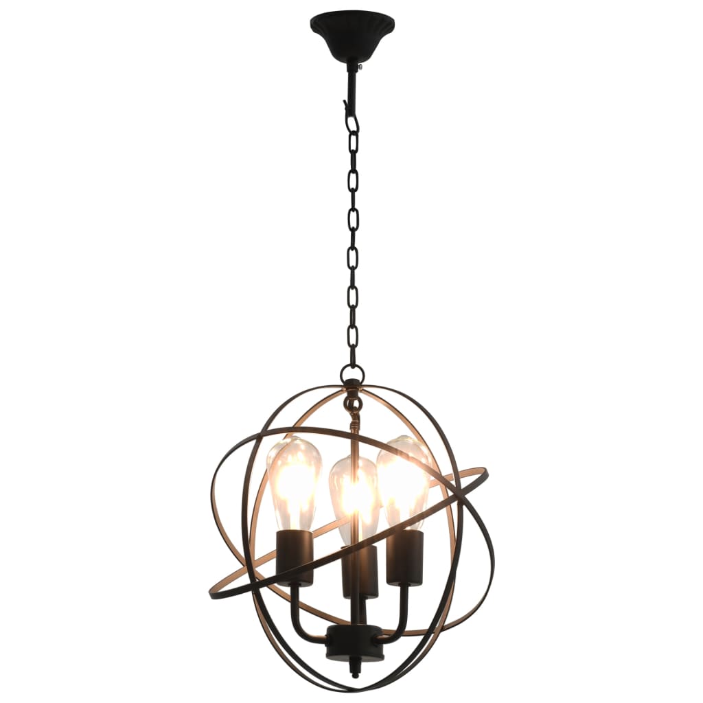 Lampada sospesa Vidaxl intorno a 3xe27 nero