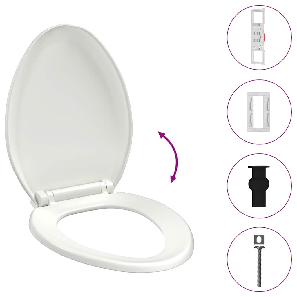 Asiento de inodoro Vidaxl de cierre suave con diseño de liberación rápida blanca