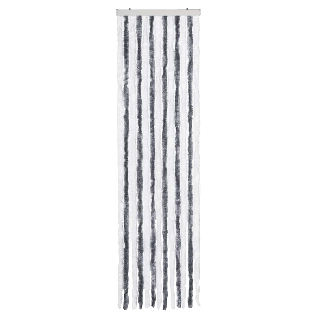 Vidaxl Fly Curtain 56x185 cm Chenille grigio e bianco