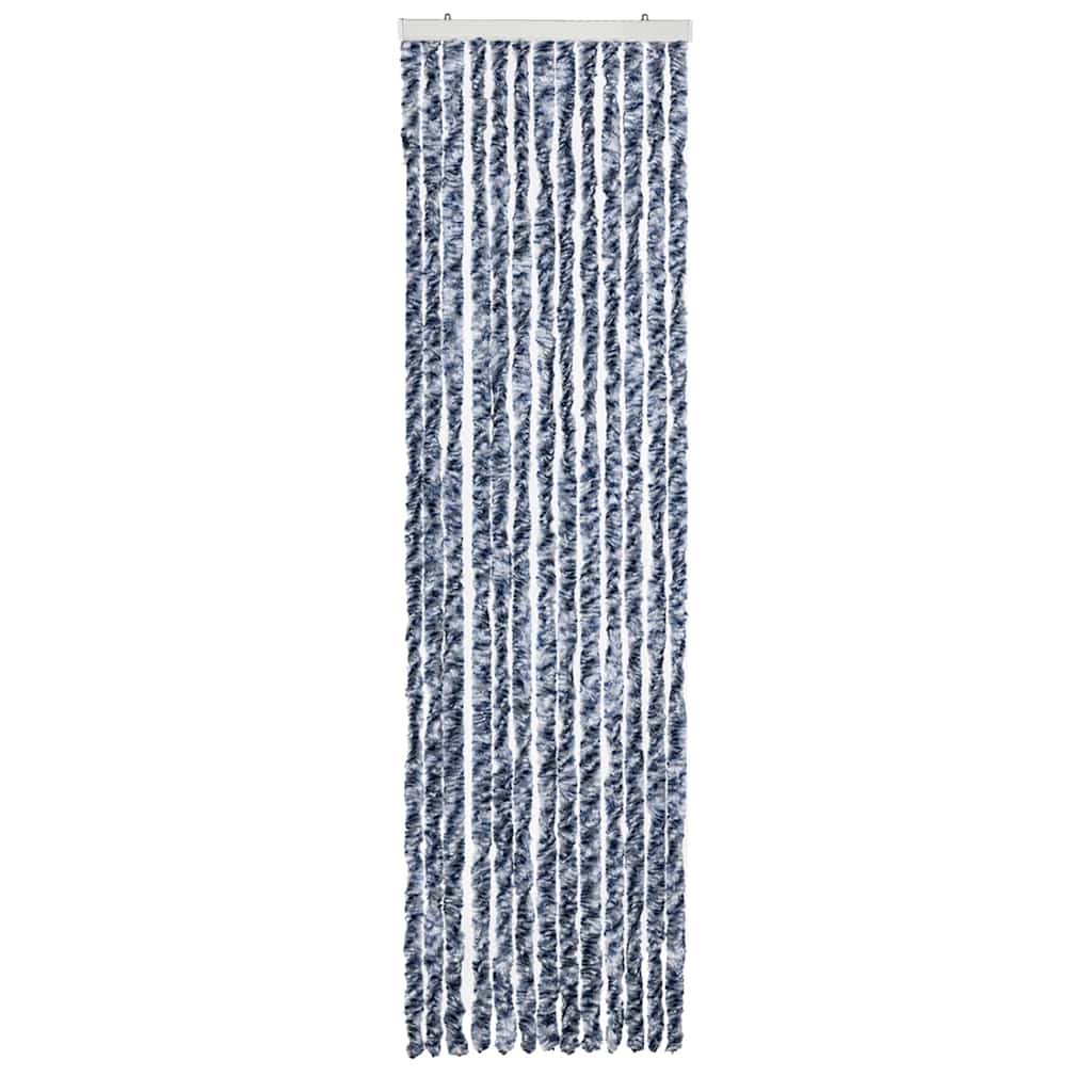 Cortina de mosca Vidaxl 56x185 cm de chenille azul, blanco y plata